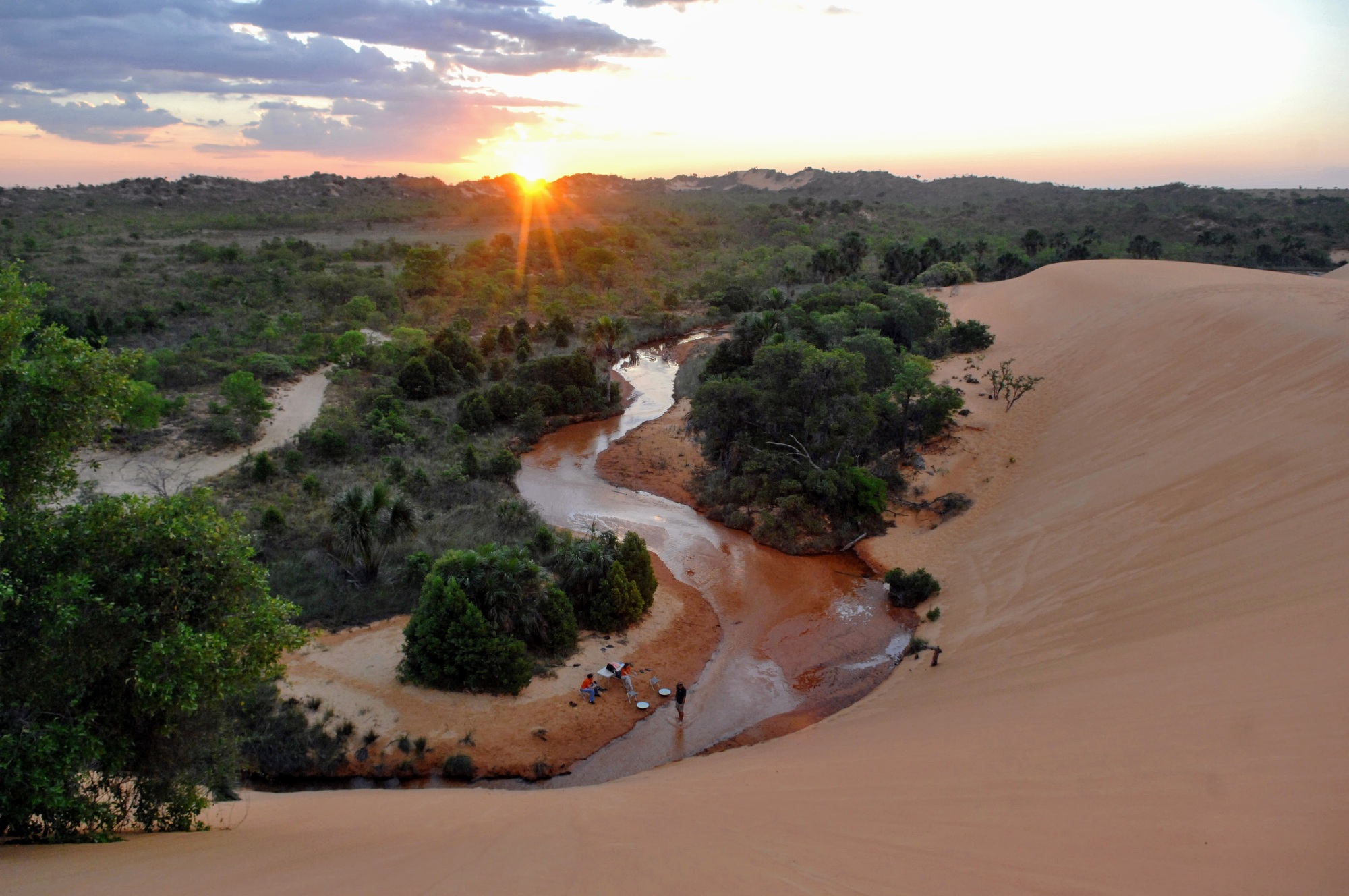 Mesmerizing sunrise view of Natural monument Jalapao dunes in the Jalapao desert, Tocantins, Brazil