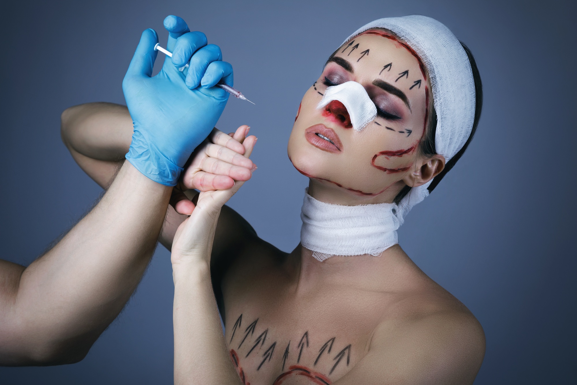 Model in image of plastic surgery victim
