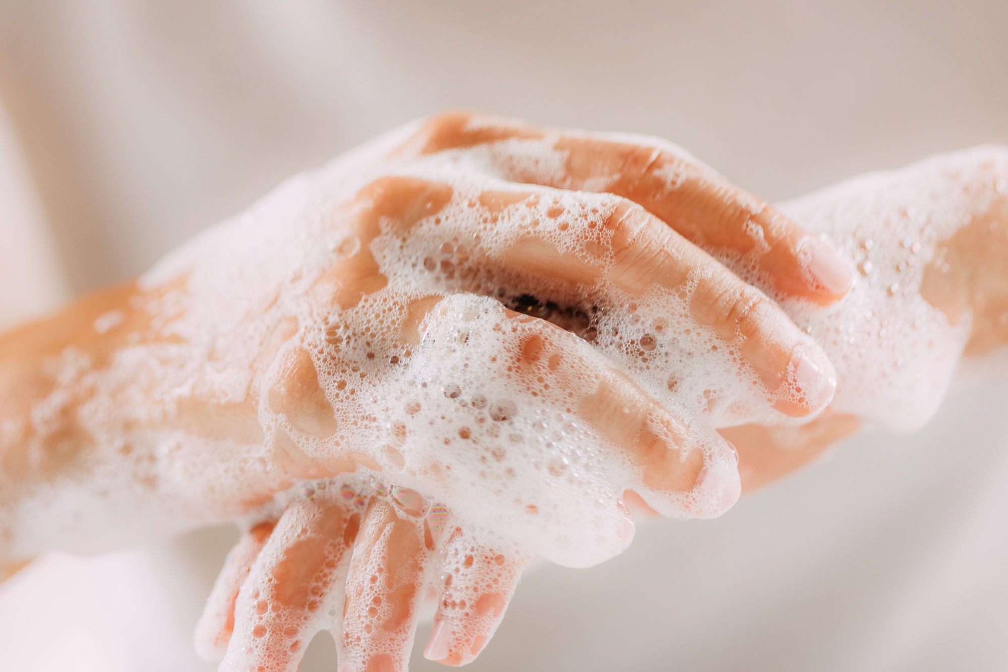 Obsessive compulsive disorder concept. Woman Obsessively Washing her Hands.